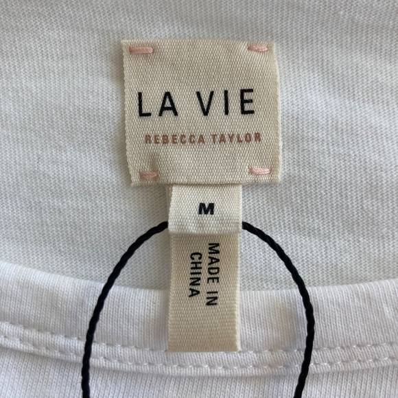 La Vie Rebecca Taylor Long Sleeve Embellished Clean Jersey Top Size M - Picture 7 of 11
